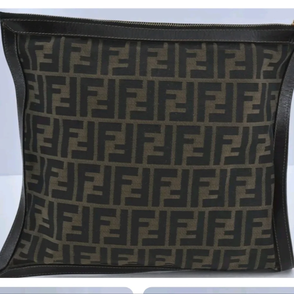 Authentic FENDI Zucca Clutch Nylon &  Leather clutch - Picture 2 of 9